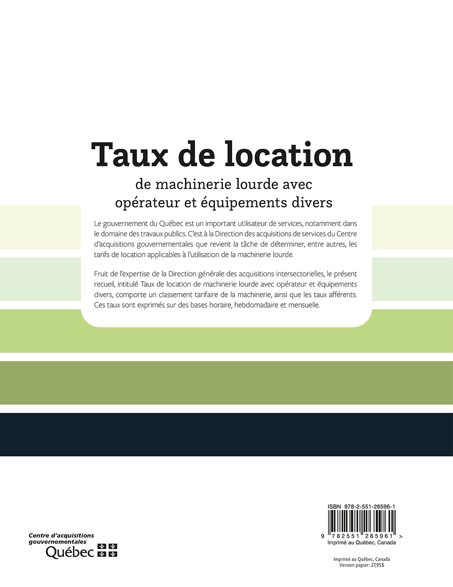 Taux de location de machinerie lourde avec opérateur et équipements